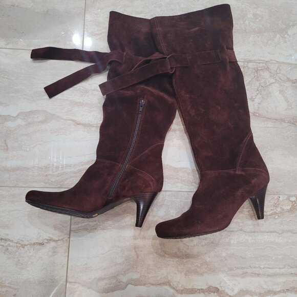 Stunning Suede Knee-High Women's Boots. Chocolate. EU 38. US 8. Paco Herrero. - Picture 2 of 10
